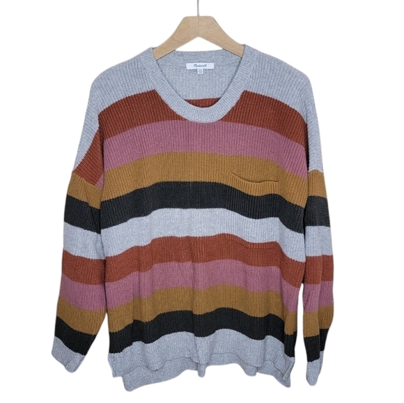 Madewell Sweaters - Madewell | Autumnal Striped Thompson Pocket Pullover Size XXL